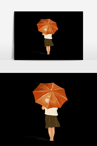 手绘水彩撑伞的少女图片