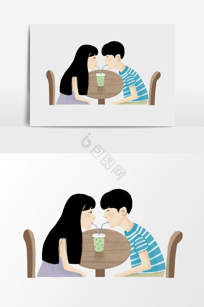 情侣喝饮料图片