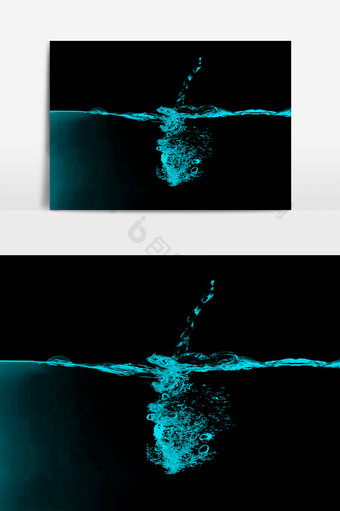 蓝色水滴波纹元素图片