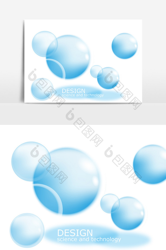 水泡气泡水彩元素