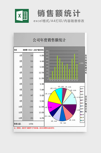 销售额统计excel模板图片