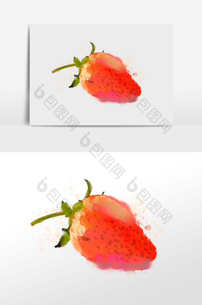 夏日水果 草莓水彩手绘元素