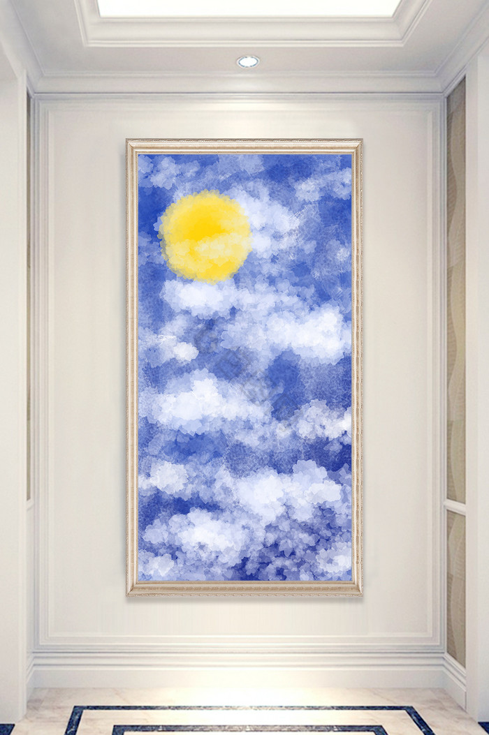 北欧现代油画云朵天空玄关画走廊玄关装饰画图片