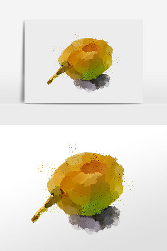 水果系列梨子水彩手绘插画图片