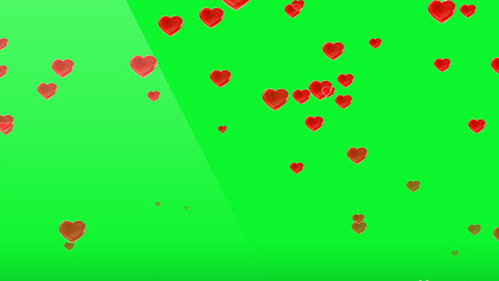 红心爱心绿屏抠像绿幕视频素材