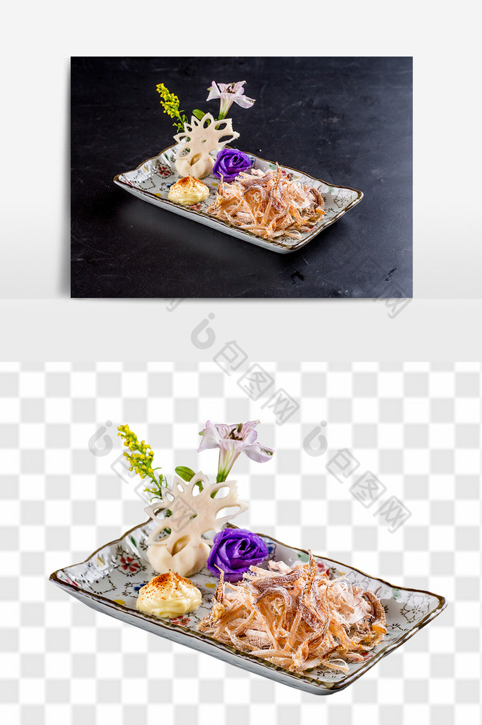 鱿鱼须日式料理元素