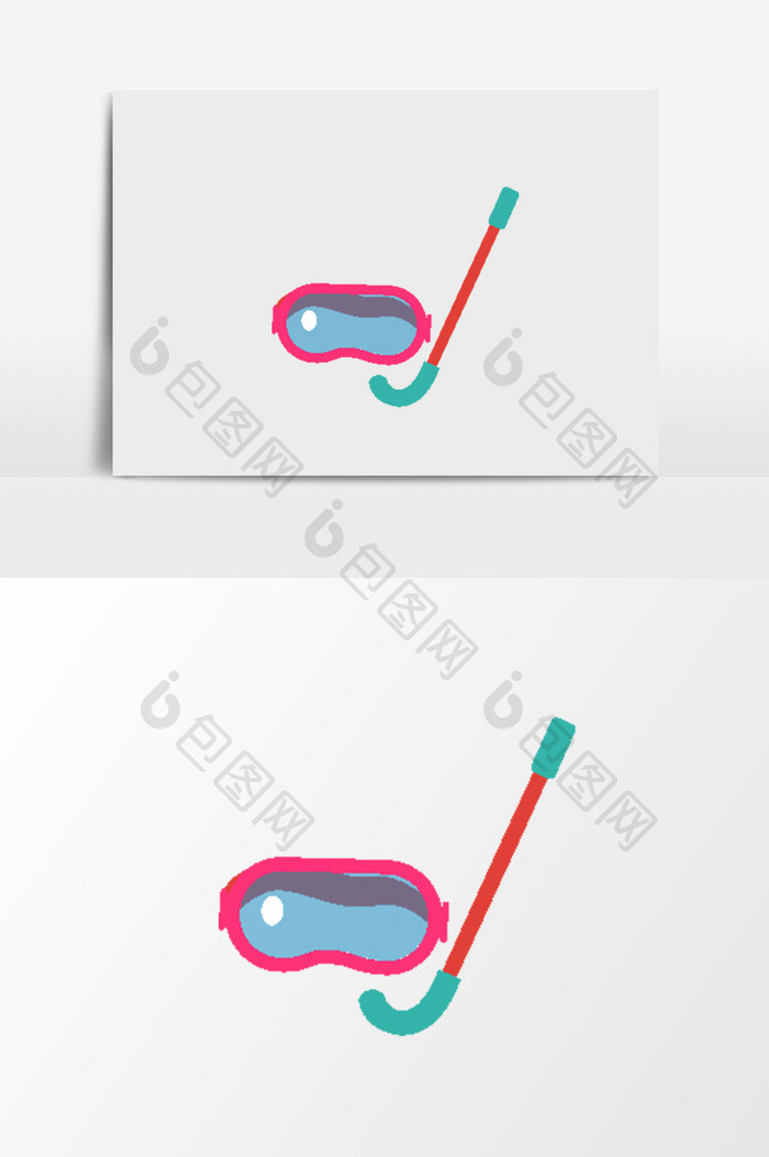 可爱卡通红色潜水镜