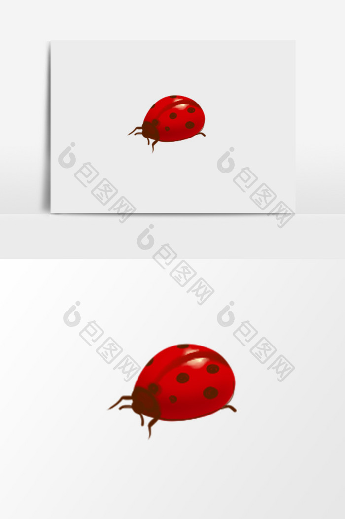 水彩卡通红色甲虫