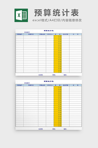 预算统计表excel模板图片