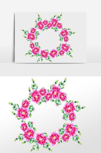 中国风水墨鲜花花环装饰背景图片