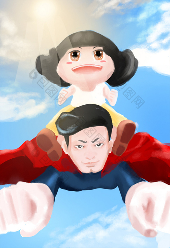 我的超人老爸插画图片