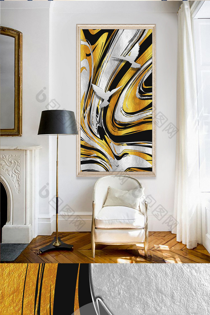 现代抽象意境3d浮雕立体玄关装饰画