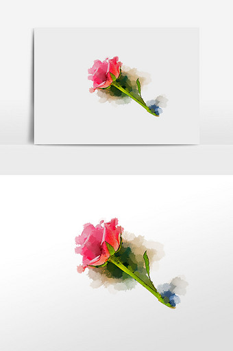 花卉系列粉红玫瑰水彩手绘插画图片