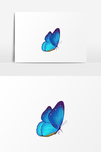 蓝色蝴蝶插画元素图片