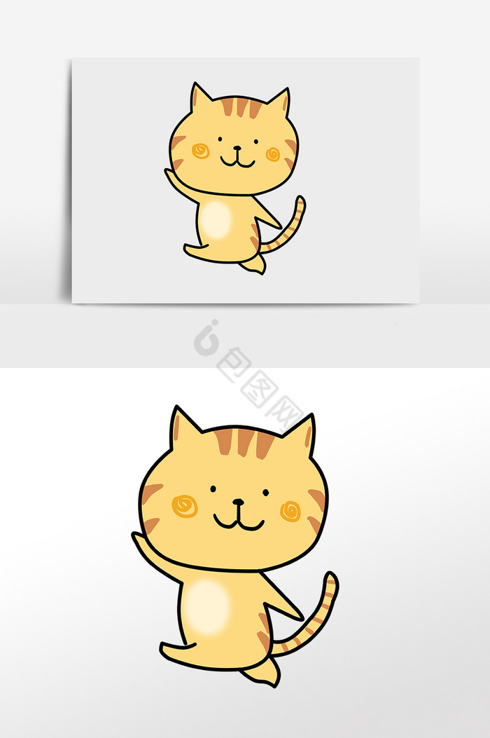 猫走路的插画图片