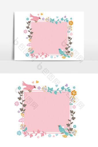 创意粉色小花边矢量元素图片