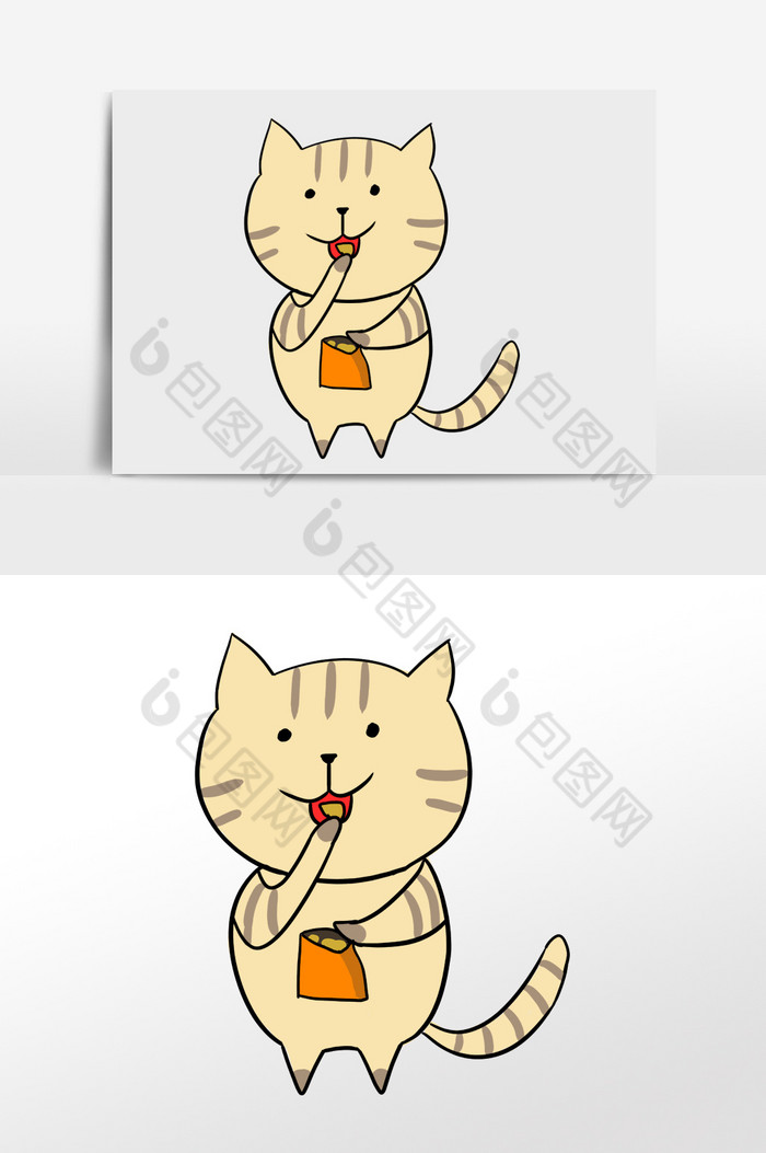 猫吃着薯片插画图片图片