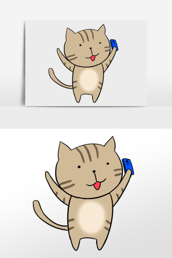 卡通猫喜欢自拍插画图片下载