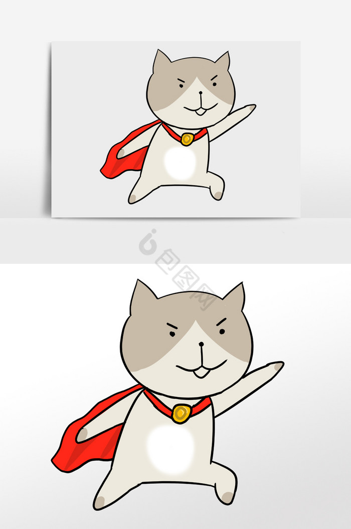 猫前进冲锋插画图片