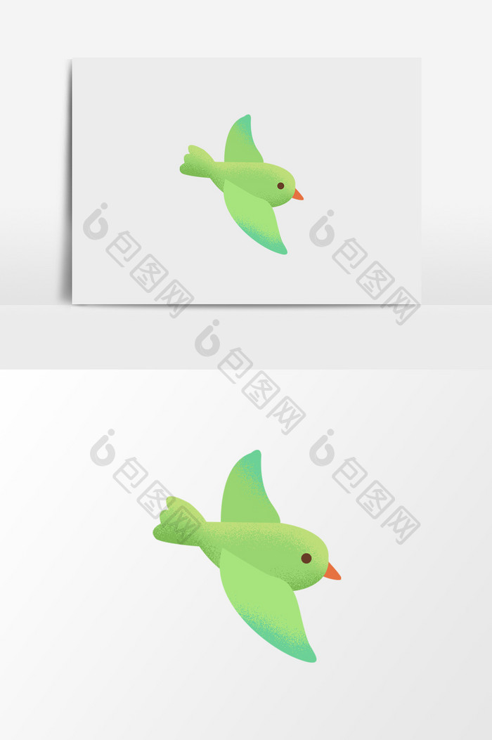 卡通水彩绿色小鸟