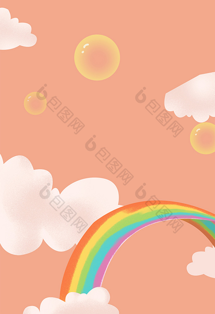 唯美粉色彩虹云朵气泡