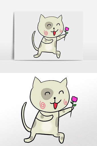 卡通猫求婚的插画图片