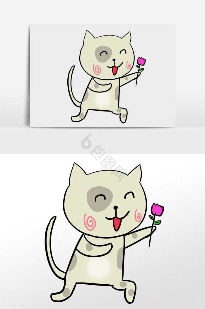 猫求婚的插画图片