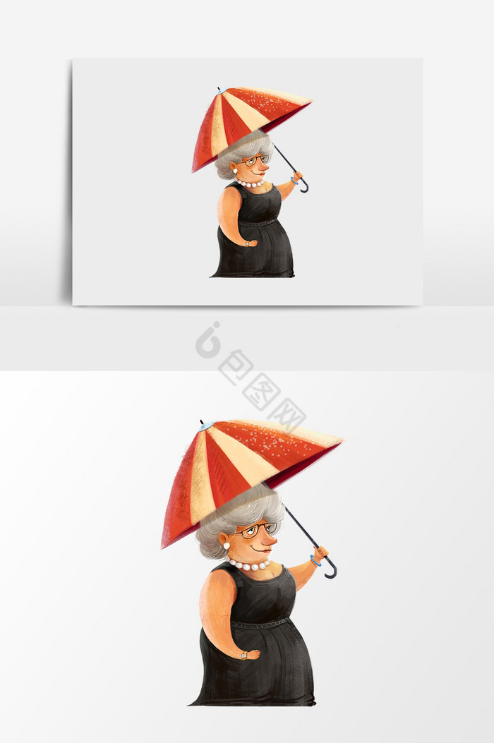 撑伞的老奶奶图片