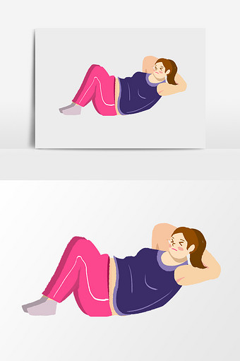 手绘卡通减肥锻炼女胖子图片