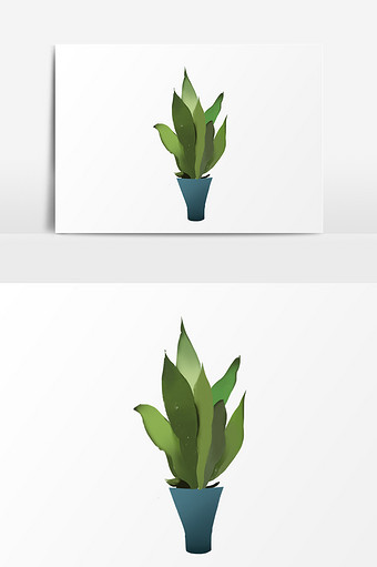 绿叶盆栽插画元素图片