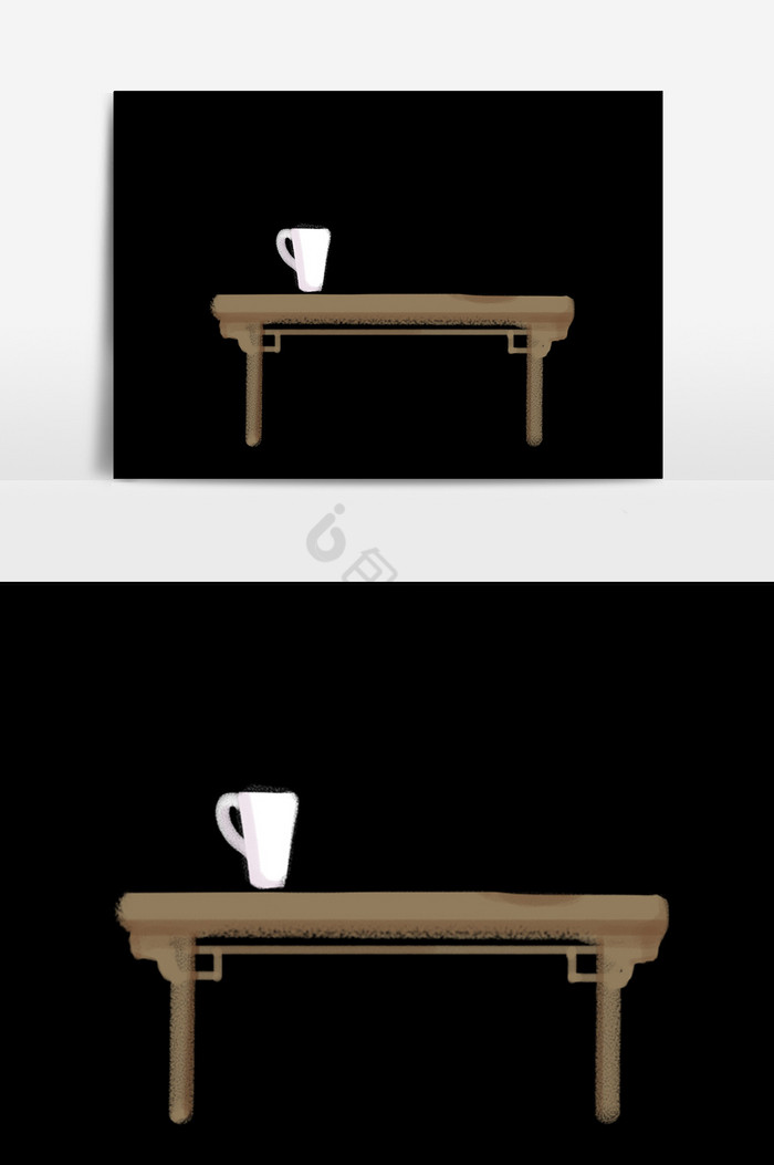 水杯桌子插画图片