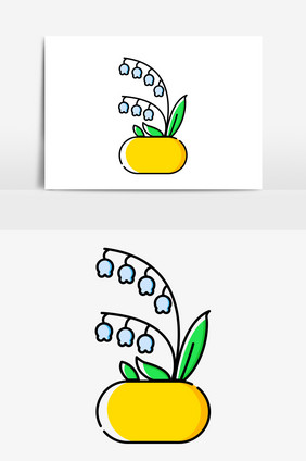 可爱简洁MBE断线风格铃兰图标矢量元素