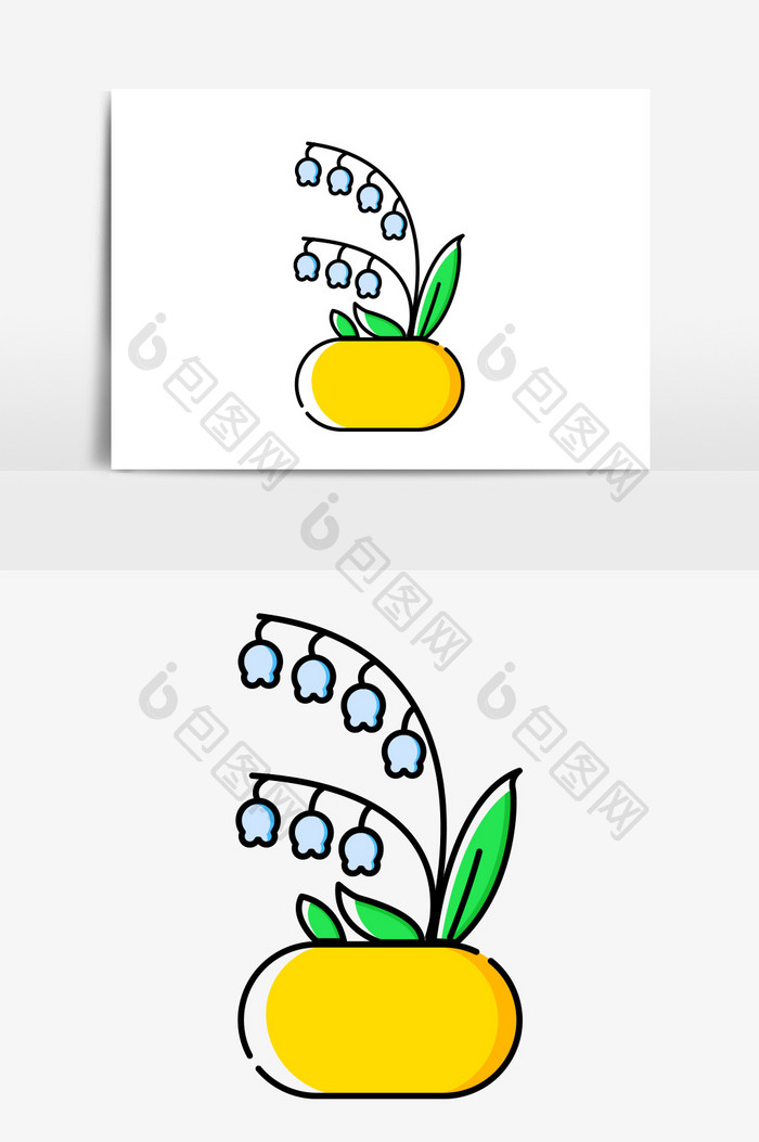 可爱简洁MBE断线风格铃兰图标矢量元素