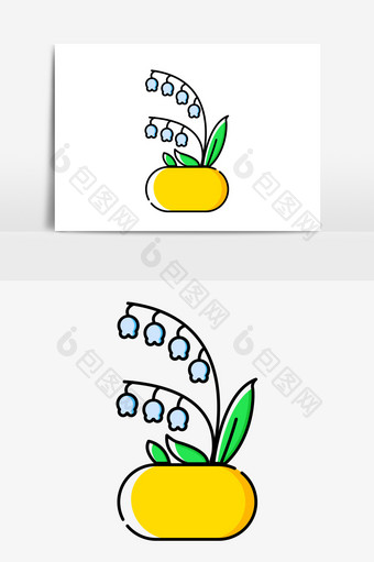 可爱简洁MBE断线风格铃兰图标矢量元素图片