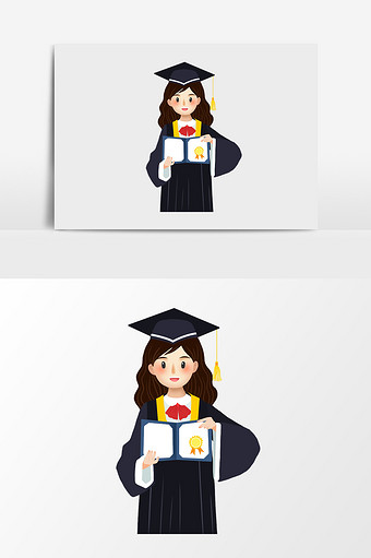 卡通手绘毕业女博士图片下载