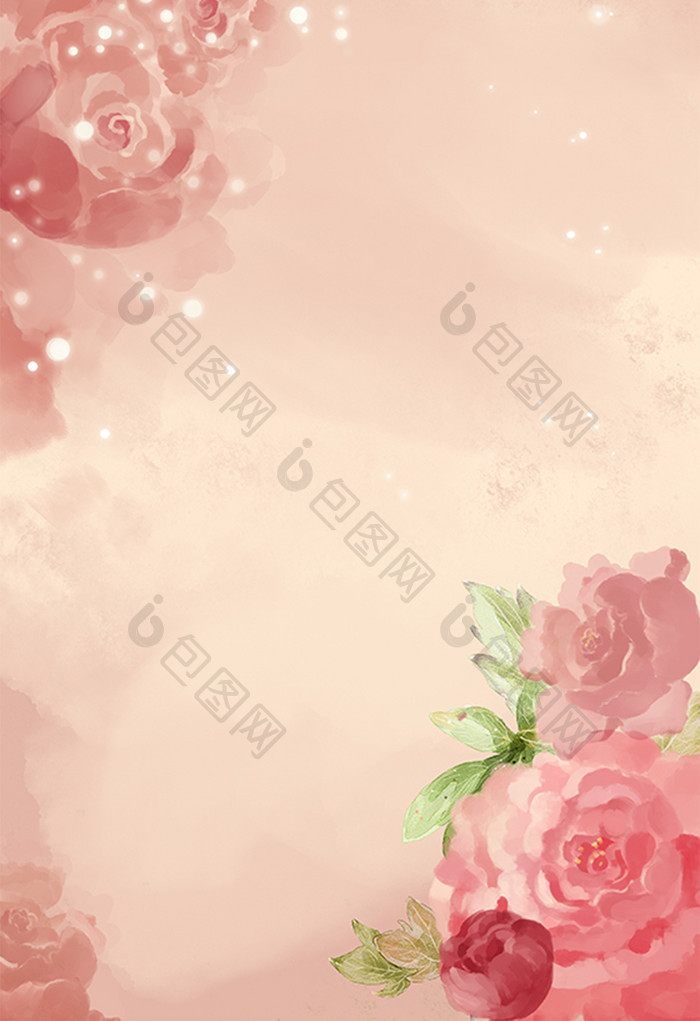 手绘水彩唯美粉色花卉背景