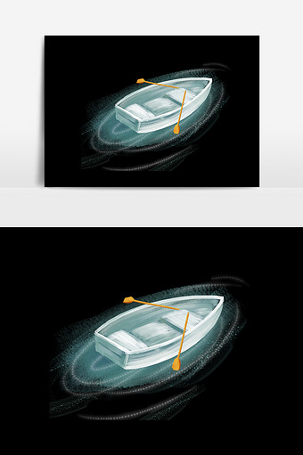 手绘水彩白色木船图片下载