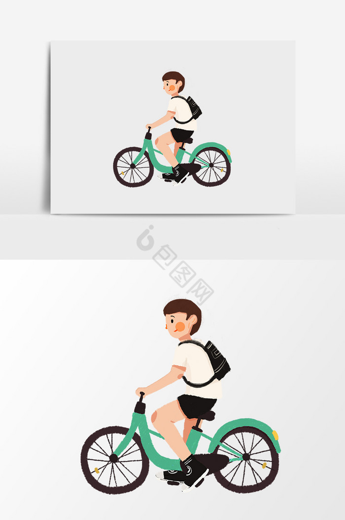 骑自行车上学男孩图片