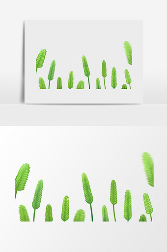 手绘水彩绿色草丛叶子素材图片