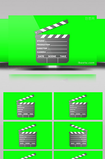4K电影打板器绿屏抠像绿幕视频素材图片