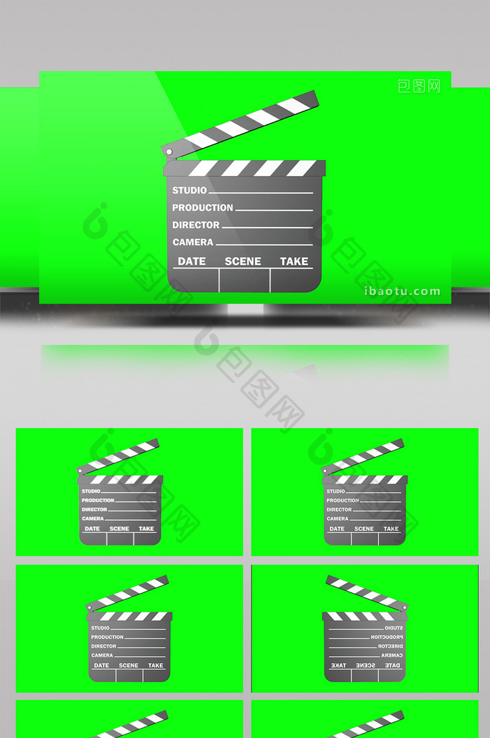 4K电影打板器绿屏抠像绿幕视频素材
