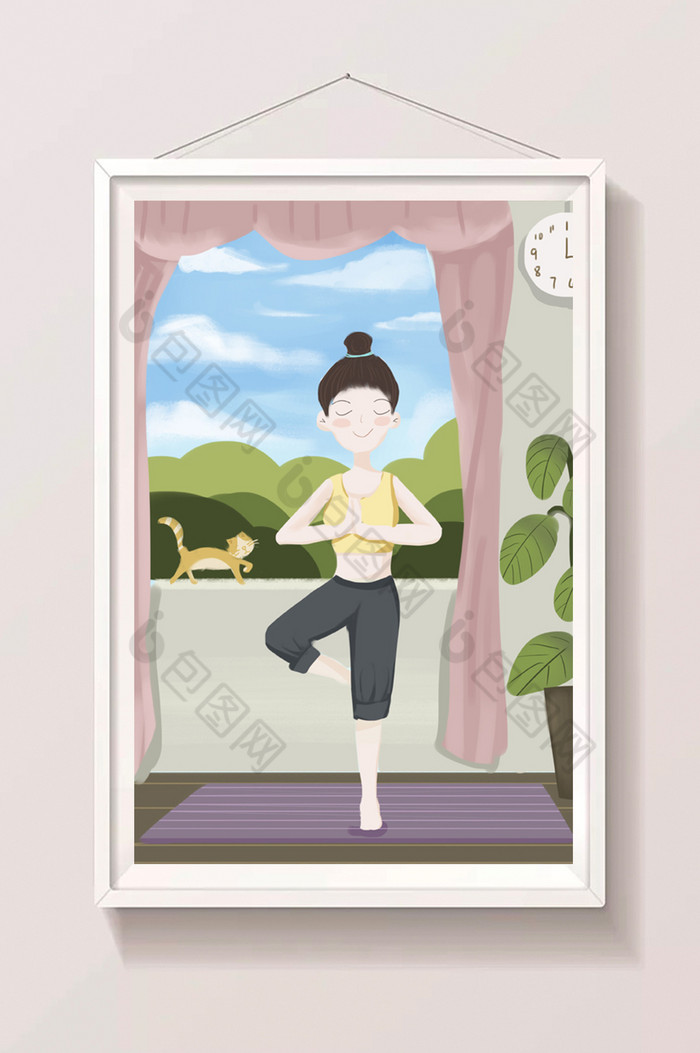 瑜伽少女插画图片图片
