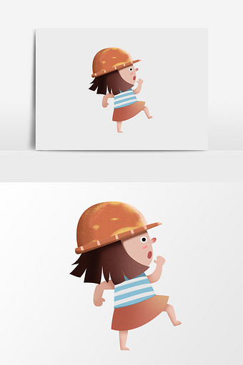 戴帽子可爱卡通小小孩图片