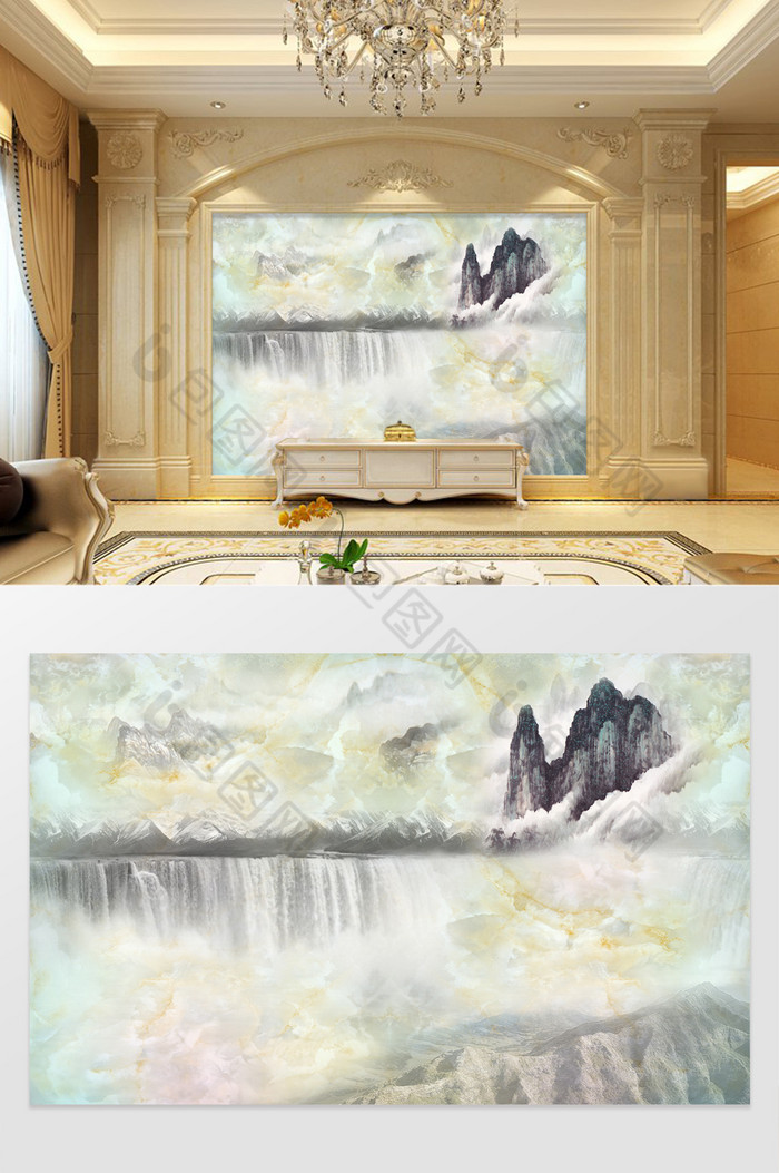 纹理瓷砖客厅背景墙图片