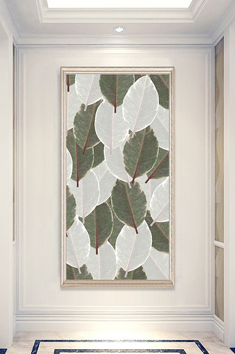 现代清新绿色树叶玄关画走廊挂画装饰画图片