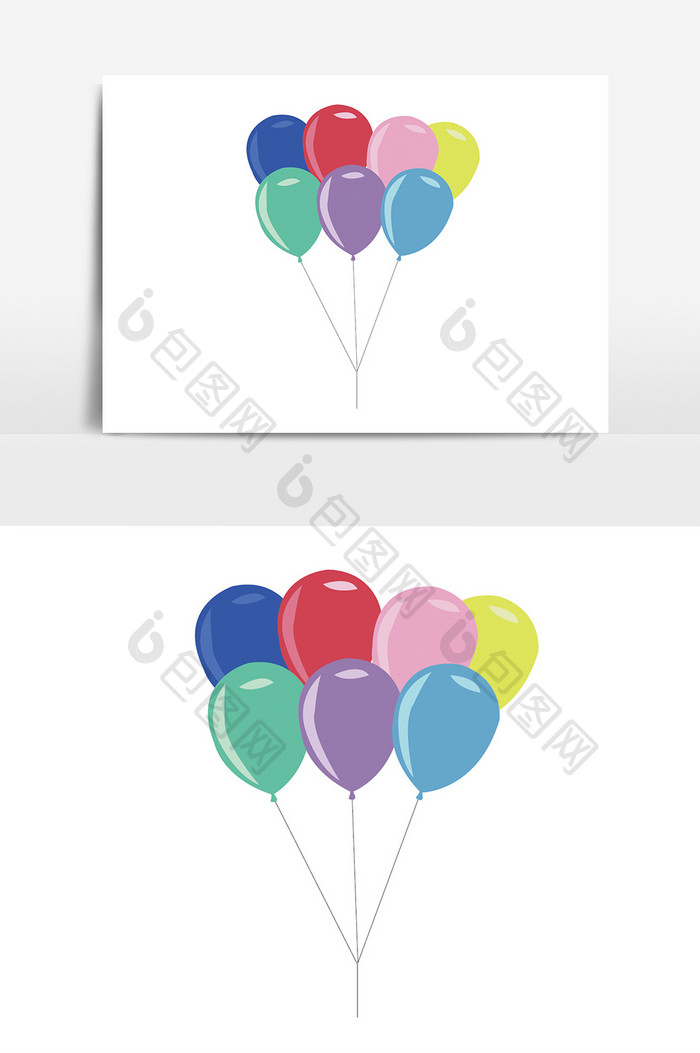 w五色彩色气球儿童节元素