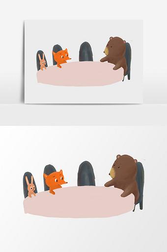 卡通可爱椅子桌子小动物图片