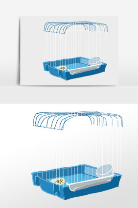 卡通漫画唯美清新手绘宠物的笼子背景元素