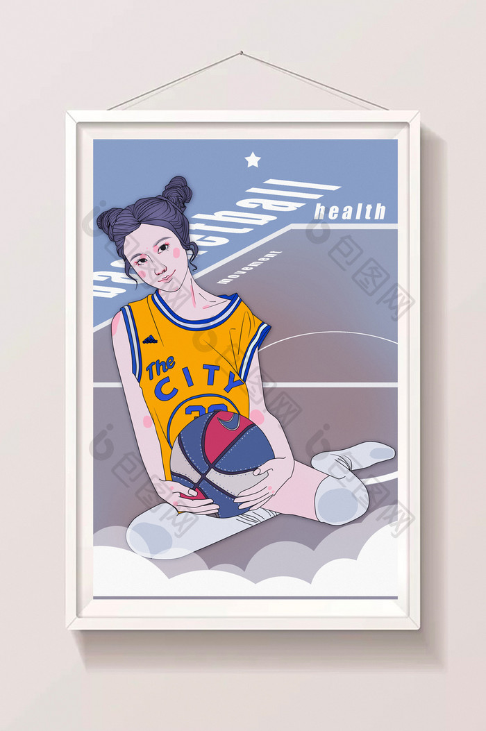 夏日篮球美女插画