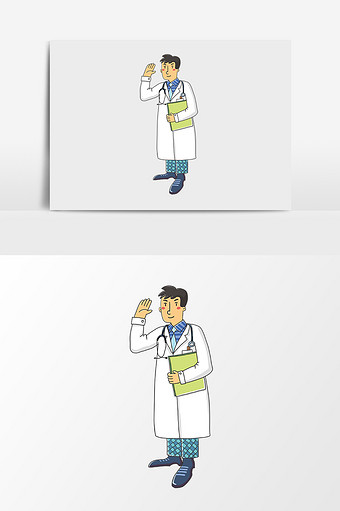 卡通手绘男医生素材图片
